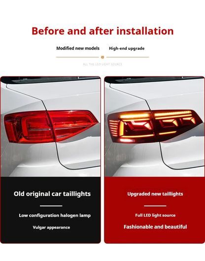 当てはめる: VW ジェッタ サギター テールランプ 2015-2018 ジェッタ LED 尻っ方 照明ランプ 活動的 ターンシグナルライト 赤いこと・噴煙 …