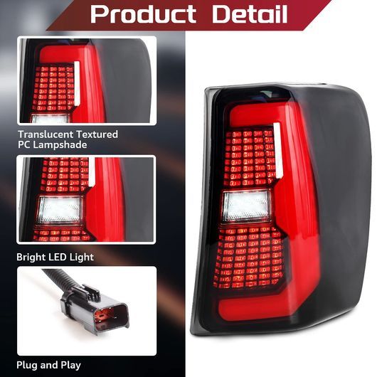 LED テールライト 適用: ジープ/JEEP グランドチェロキー 1999-2004 リア ランニング レッド スタイル・スモーク スタイル SR-DD-3677_2