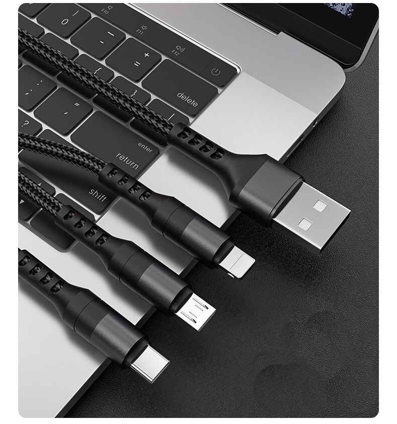 3in 1 USBケーブル iPhone 急速充電ケーブル Android携帯電話タイプC Xiaomi Huawei Samsung iPad  充電器ケーブル｜apakore｜02