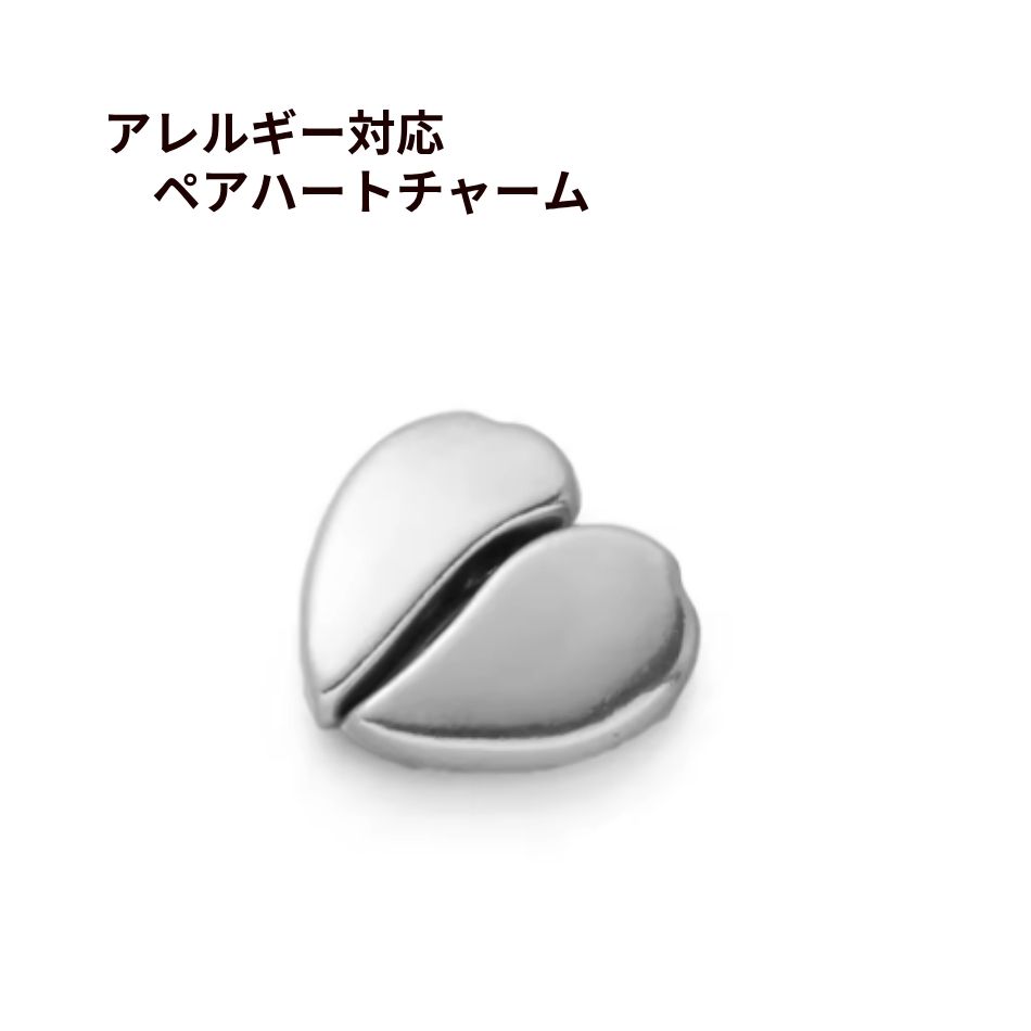 1セット ] ペア ハート チャーム 銀 シルバー ステンレス キーホルダー