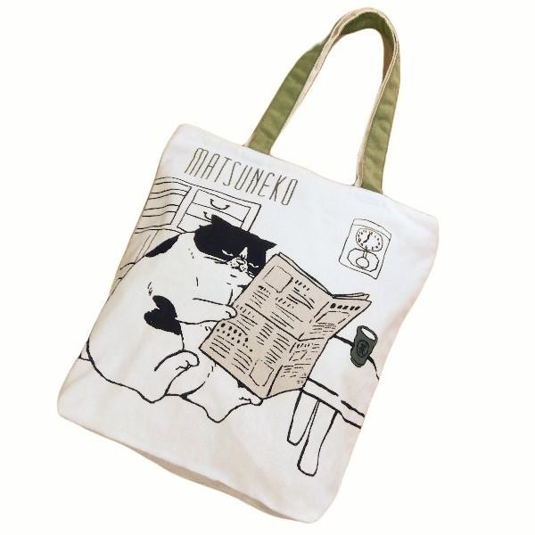 Mintinn A4縦型トートバッグ 28003 マツネコ 朝刊 : 銀座エアポート