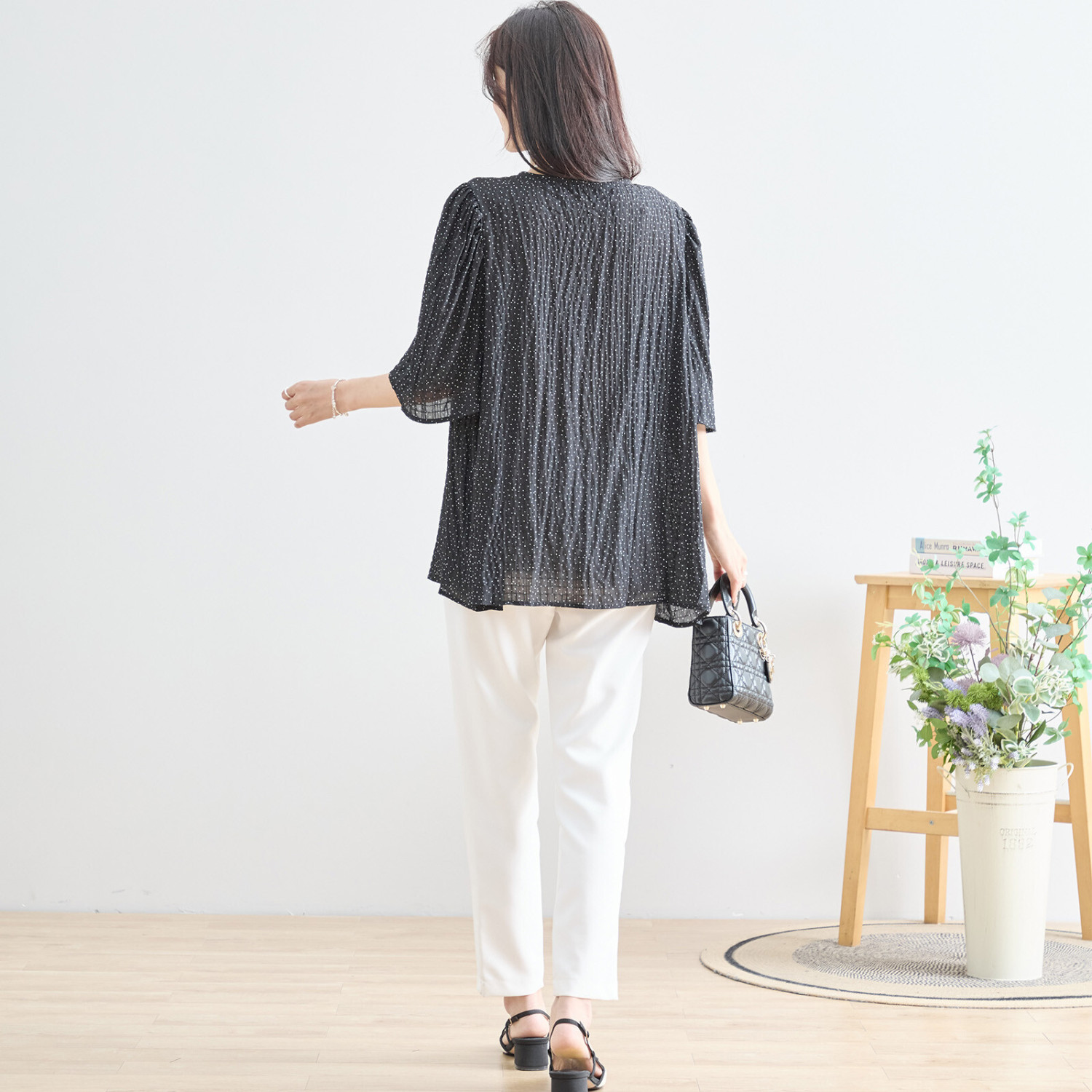 TRUBE 【SALE 6/8 10:00まで】ミニドット柄チュニックブラウス【M~L