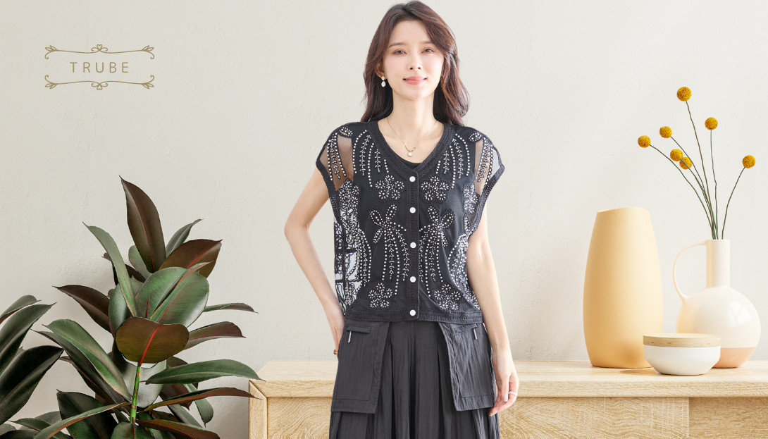 TRUBE TRUBE【2025新作】【M〜L】パール刺繍レースシアーベスト