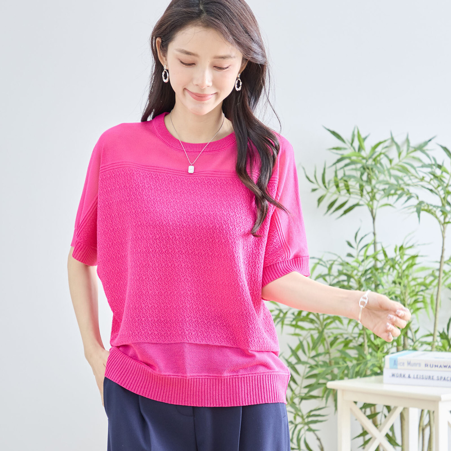TRUBE シアー切替サマーニットトップス【M~L】チェリー : 銀座