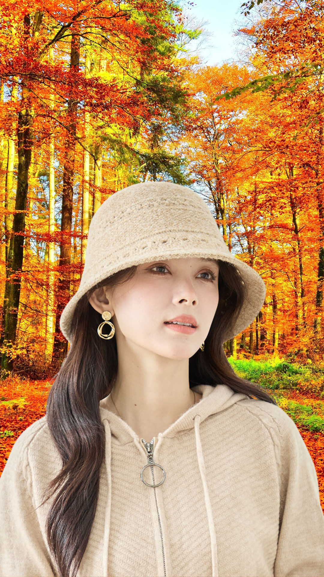 TRUBE ハット 透かし編みニットバケットハット ベージュ レディース