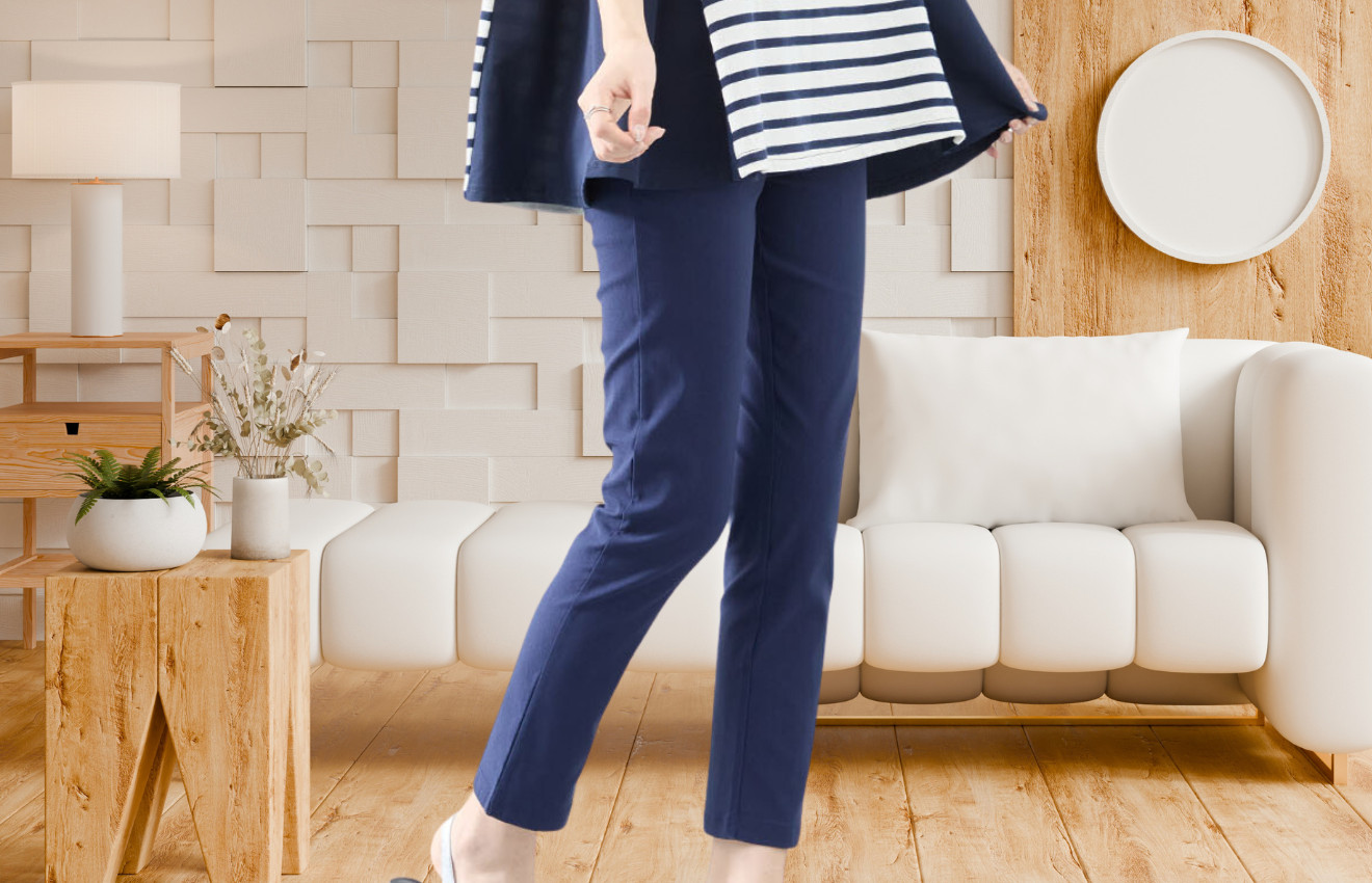 TRUBE 【M~L】【L〜LL】ストレッチストレートパンツ ネイビー : 銀座