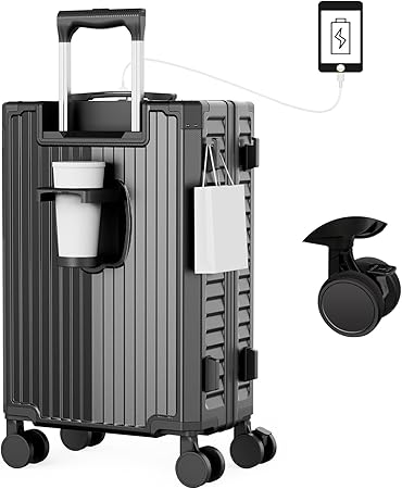スーツケース 機内持ち込み ストッパー付き カップホルダー USBポート S-XLサイズ 1-3泊 小型 キャリーケース 静音キャスター 軽量 物掛けフック 大容量 出張 |  | 01