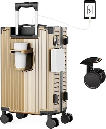 スーツケース 機内持ち込み ストッパー付き カップホルダー USBポート S-XLサイズ 1-3泊 小型 キャリーケース 静音キャスター 軽量 物掛けフック 大容量 出張 |  | 04