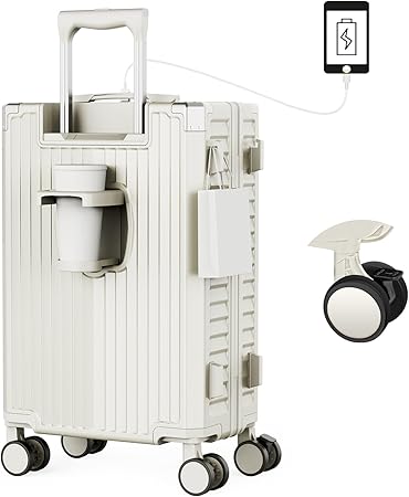 スーツケース 機内持ち込み ストッパー付き カップホルダー USBポート S-XLサイズ 1-3泊 小型 キャリーケース 静音キャスター 軽量 物掛けフック 大容量 出張 |  | 02