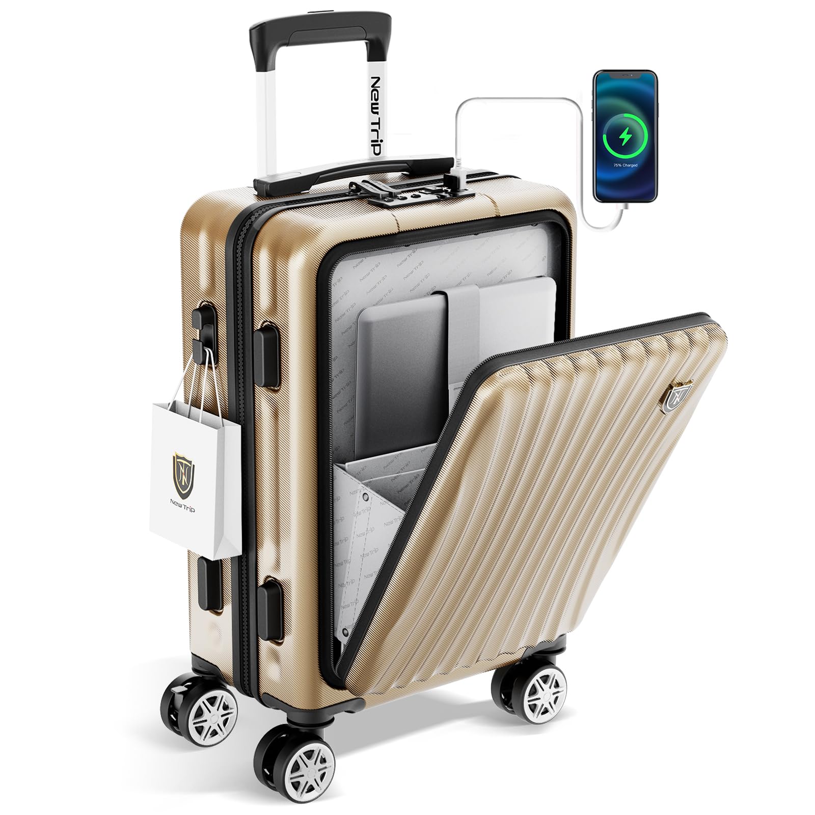 New Trip スーツケース フロントオープン キャリーケース 機内持ち込み 