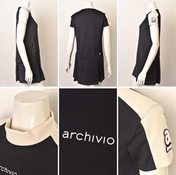ARCHIVIO アルチビオ 黒 プリーツワンピース 36 AMBIDEX Store △recycle OX 数字刺繍 シャツワンピース(F コン