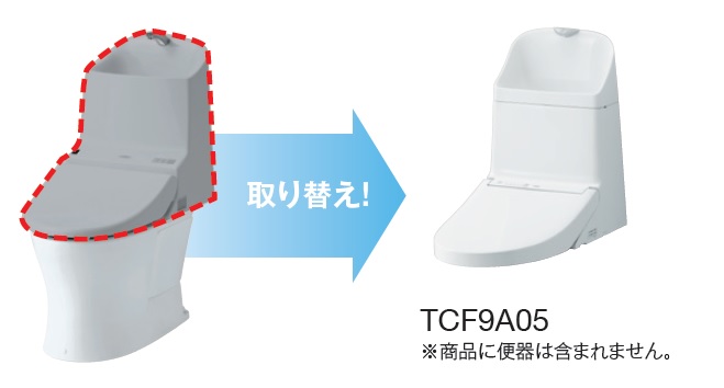 TOTO TCF9A05 ウォシュレット一体形 取替機能部 下のボックスでカラー