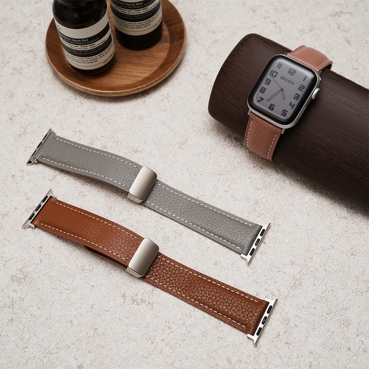 appletea⭐︎まとめ買い大幅値引！様 アルバン•ギルメ他計2種セット Esalta 本革マグネバックル for Apple Watch 42/44/45mm ローズトープ