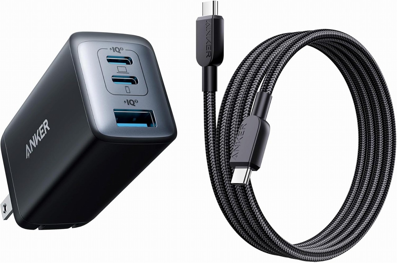 Anker PowerPort III 3-Port 65W Pod with USB-C & ケーブル ブラック