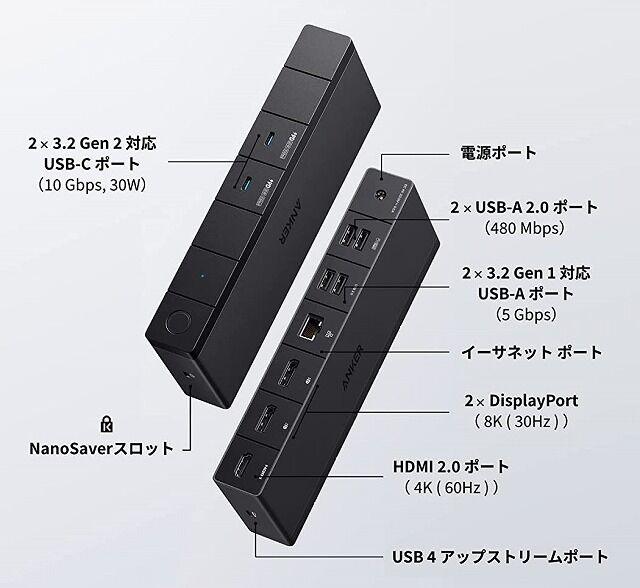 Anker 568 USB-C ドッキングステーション 11-in-1 USB4 アンカー 