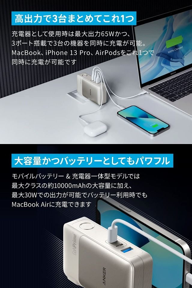 Anker 733 Power Bank GaNPrime PowerCore 65W ゴールド アンカー USB 