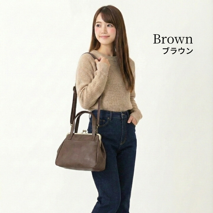 Lafiel ラフィール 2WAY がま口 ハンドバッグ RC003178300 ドット型