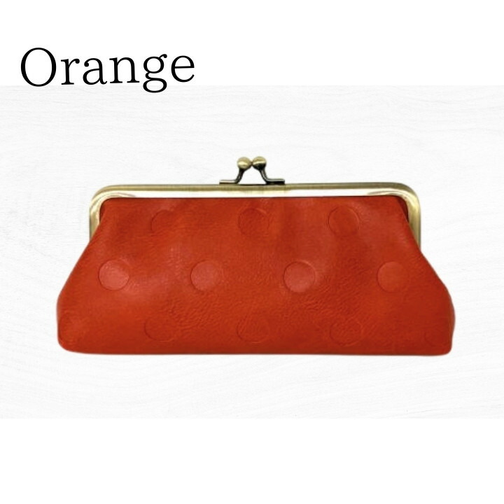 Lafiel ラフィール がま口ポーチ ドット型押し合皮 口金ワンタッチ