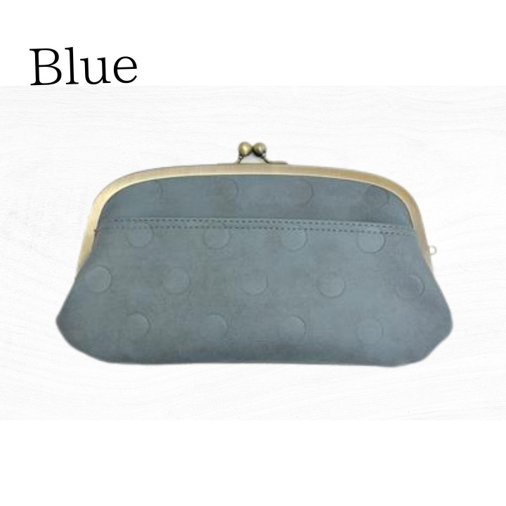 Lafiel ラフィール がま口ポーチ ドット型押し合皮 口金ワンタッチ