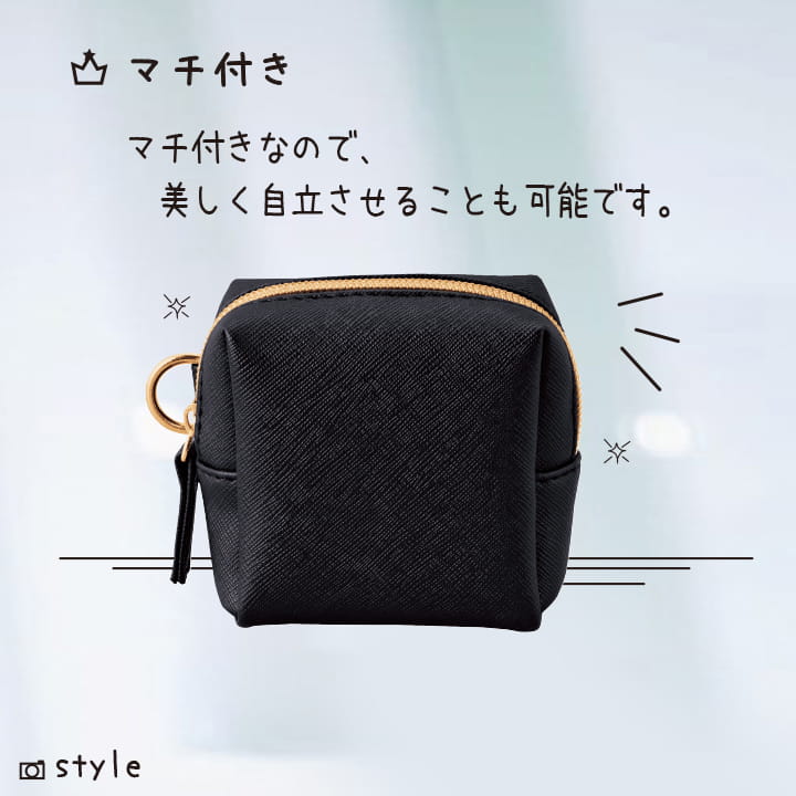【未使用•ショップ袋有り】ReFa カラット専用ポーチ付き アクセサリー ポーチ リングカラビナ付き スクエアポーチ 自立マチ付き