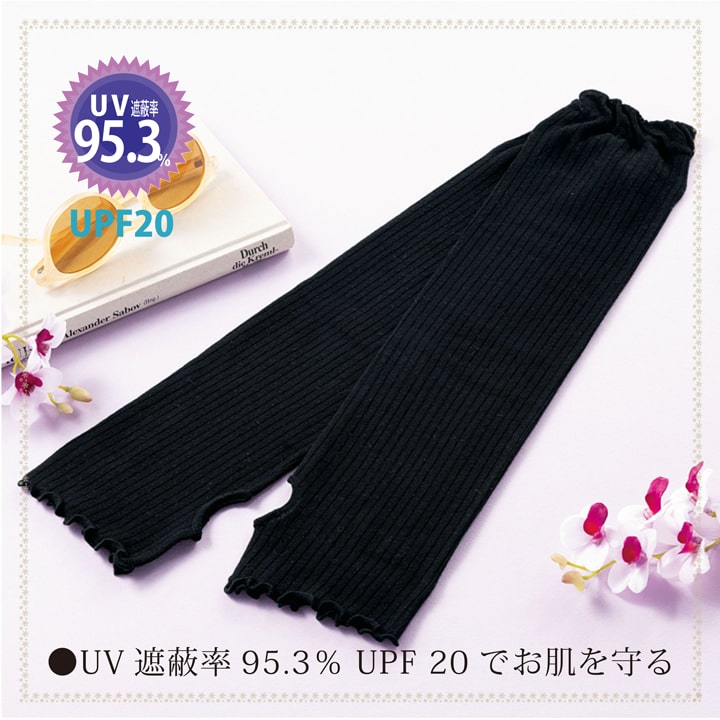 UVカットアームカバーをコンパクトにたたんでバッグに入れる様子