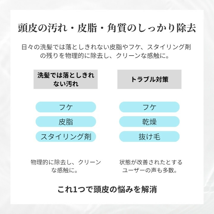 頭皮汚れ 皮脂 フケ除去 シリコンブラシ クレンジング