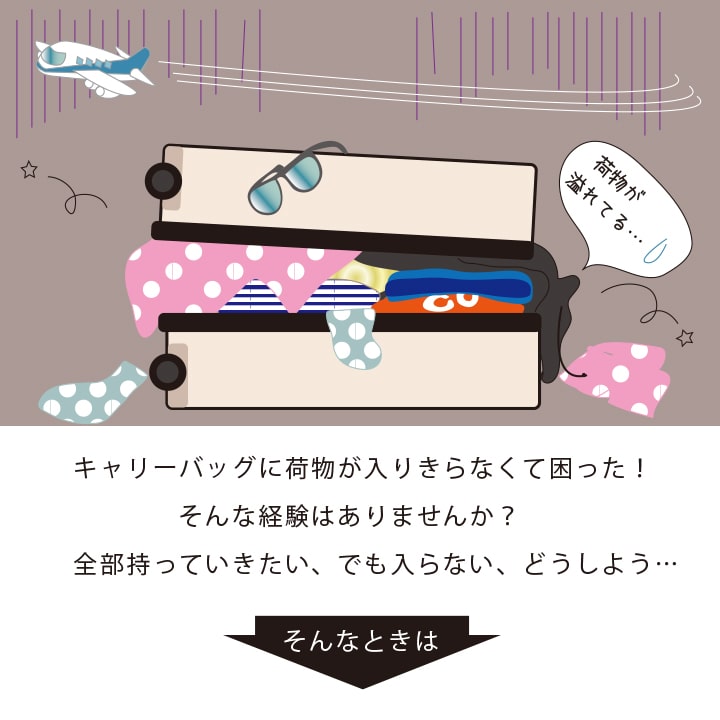 スーツケースに荷物が入りきらない悩みを解決する圧縮収納バッグのイメージ 旅行荷造りをスマートに