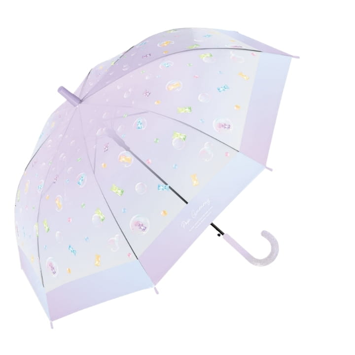 Sheil キッズ傘 55cm ジャンプ式 ビニール傘 透明 夢見るポップグミ柄