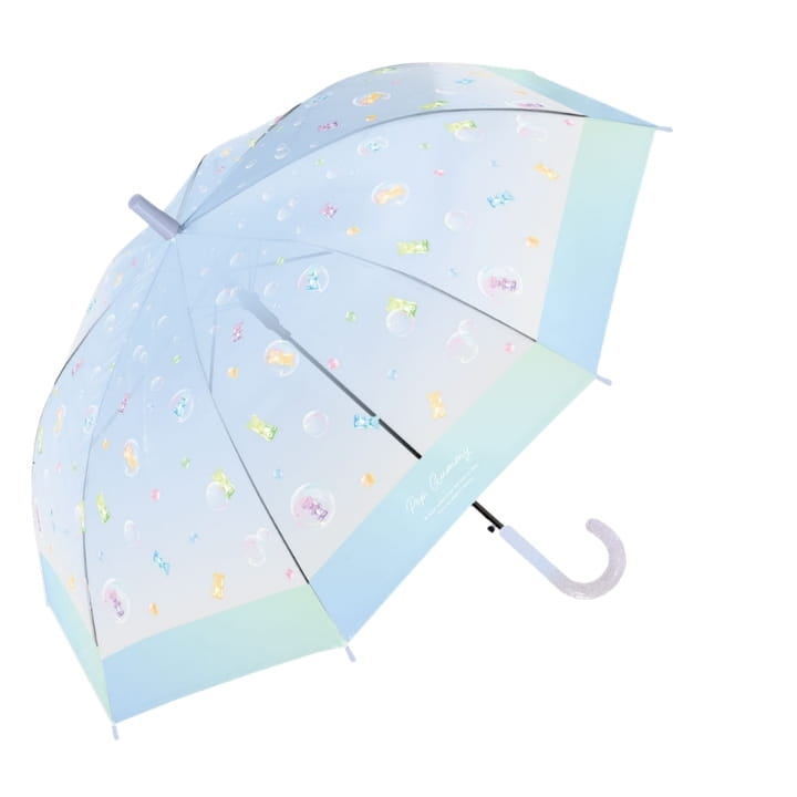 Sheil キッズ傘 55cm ジャンプ式 ビニール傘 透明 夢見るポップグミ柄