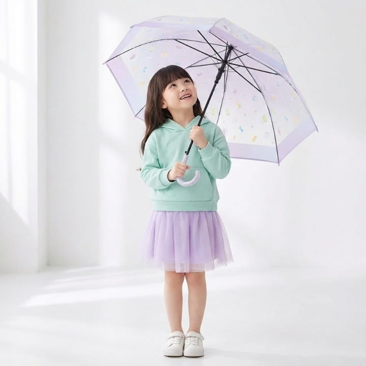 Sheil キッズ傘 55cm ジャンプ式 ビニール傘 透明 夢見るポップグミ柄