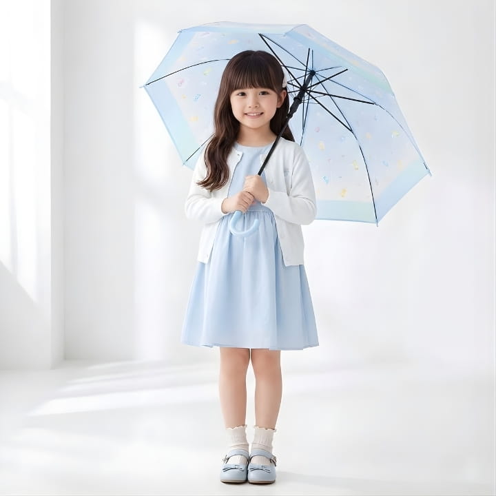 Sheil キッズ傘 55cm ジャンプ式 ビニール傘 透明 夢見るポップグミ柄