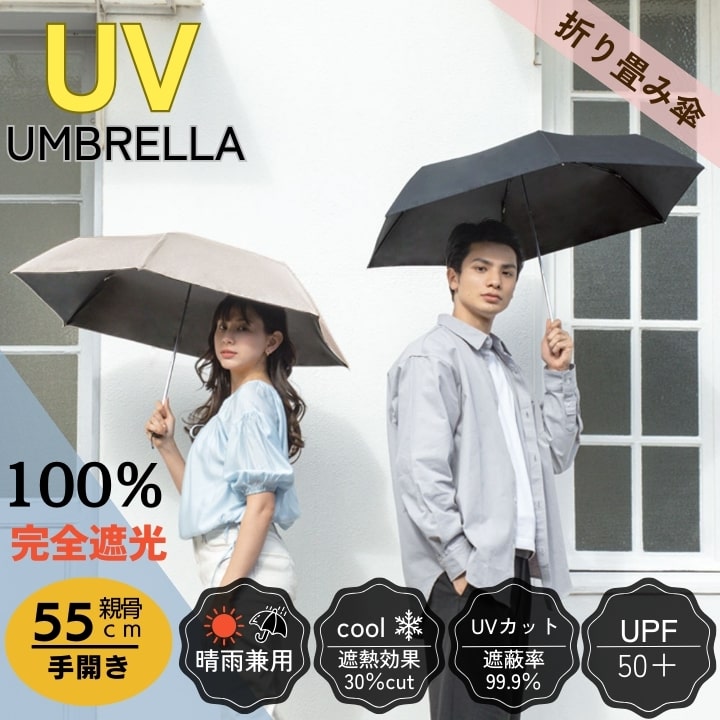 日傘 折りたたみ傘 折傘 ブラックコーティングUVプロテクト傘 UV