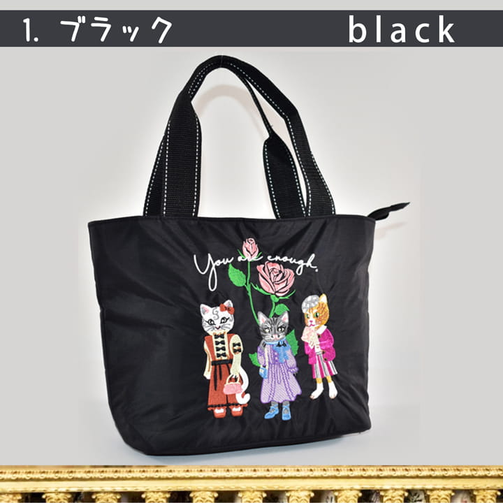 ネコ刺しゅう 保冷保温 舟形 トートバッグ RSN0226 レディース 猫 刺繍