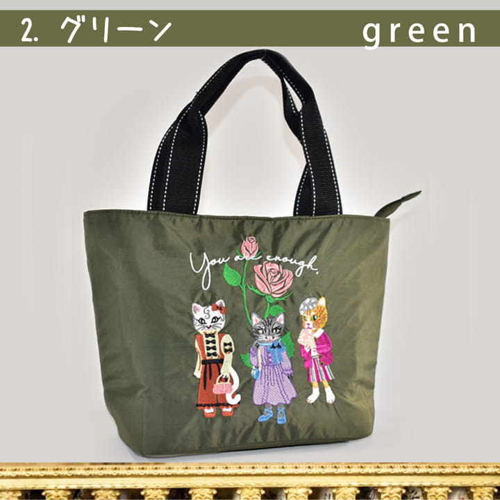 ネコ刺しゅう 保冷保温 舟形 トートバッグ RSN0226 レディース 猫 刺繍