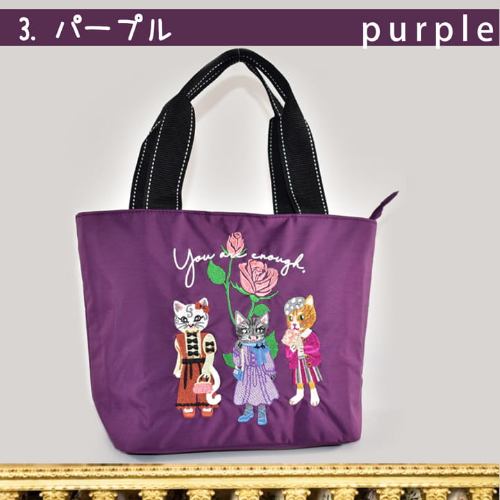 ネコ刺しゅう 保冷保温 舟形 トートバッグ RSN0226 レディース 猫 刺繍