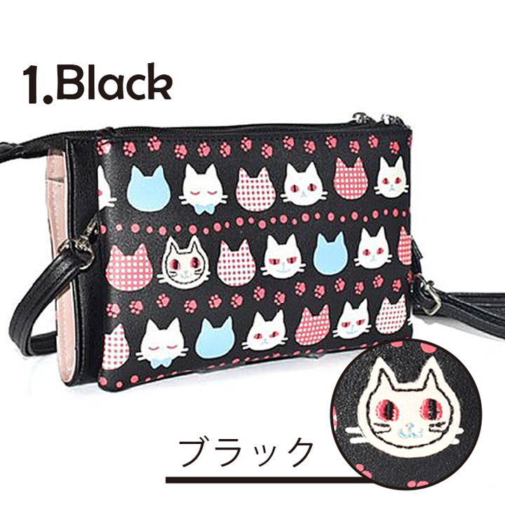 財布/猫/ブランド/ショルダー 猫 お財布 ショルダー バッグ スマホ ポシェット 斜め掛けバッグ 財布