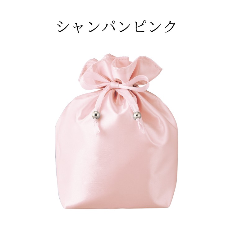 サテン キューブ 巾着ポーチ 巾着袋 光沢 高級感 折りたたみ