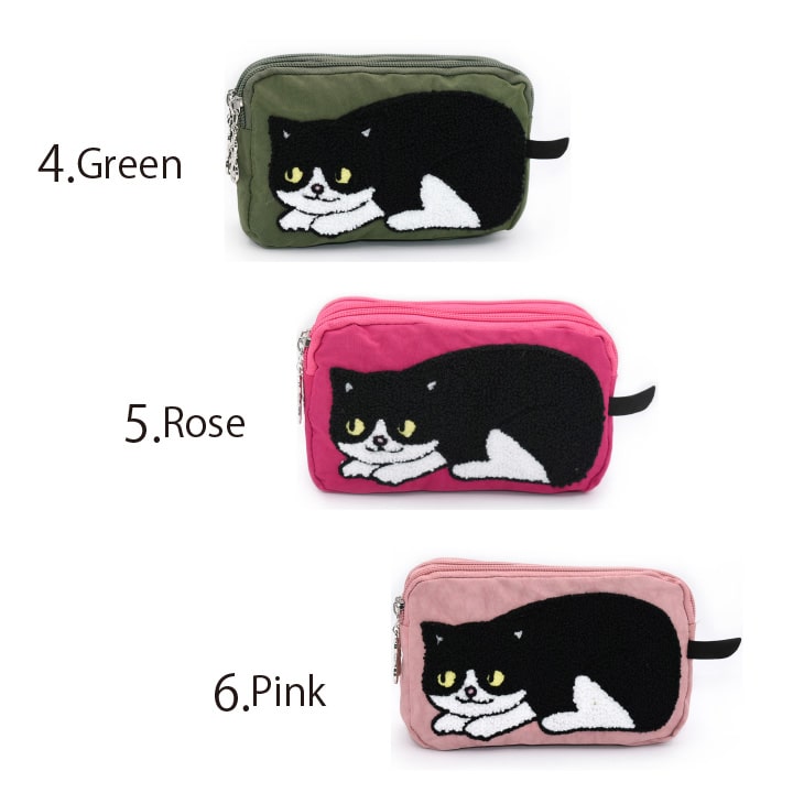 ふわふわ ネコポーチ 猫 ねこ ネコ ポーチ 小物入れ 3ポケット