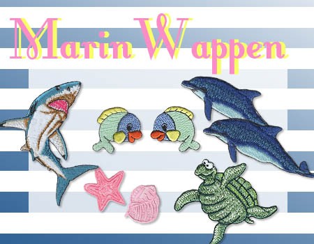 マリンワッペン ・ 刺繍 マリンモチーフ 季節 海 サメ 熱帯魚 イルカ ウミガメ カメ ヒトデ 貝 おしゃれ かっこいい かわいい アイロン接着対応