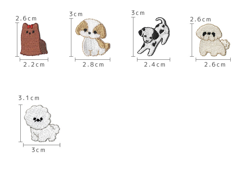 刺繍ワッペン のんびりわんこの一日 ・ 犬 ワッペン いぬ 総刺繍 アニマル 動物 かわいい アップリケ アイロン接着 関連画像4