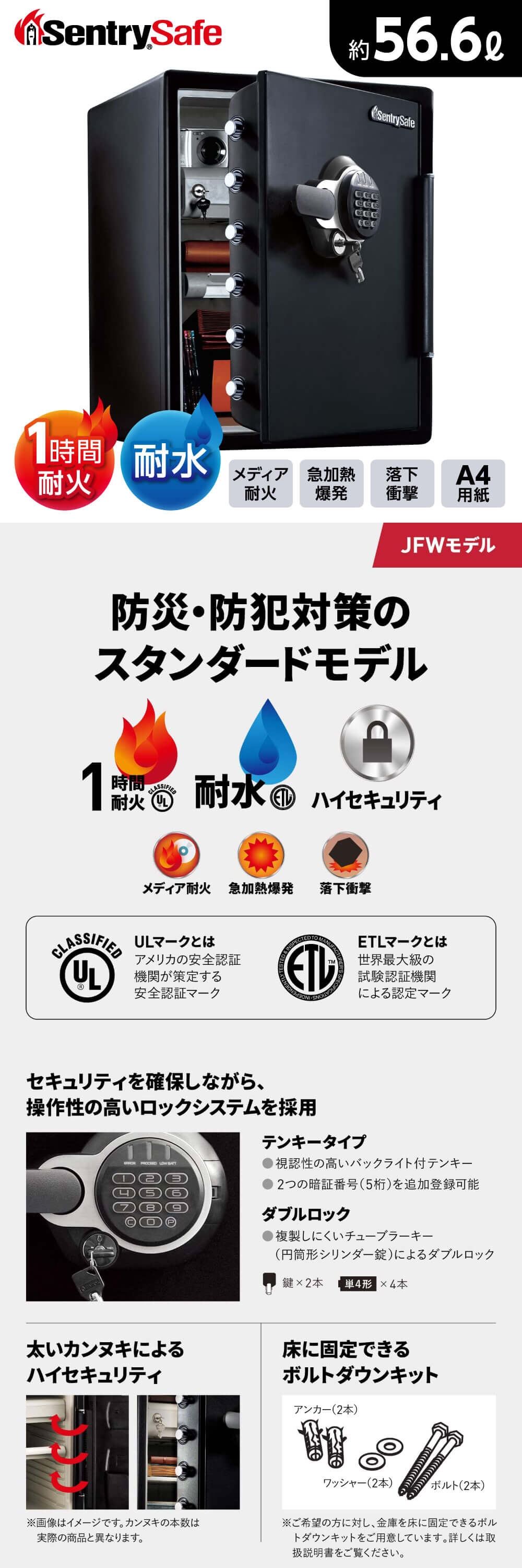 Sentry セントリー 耐火耐水金庫 ビッグボルト JFW205GGL 純正特注