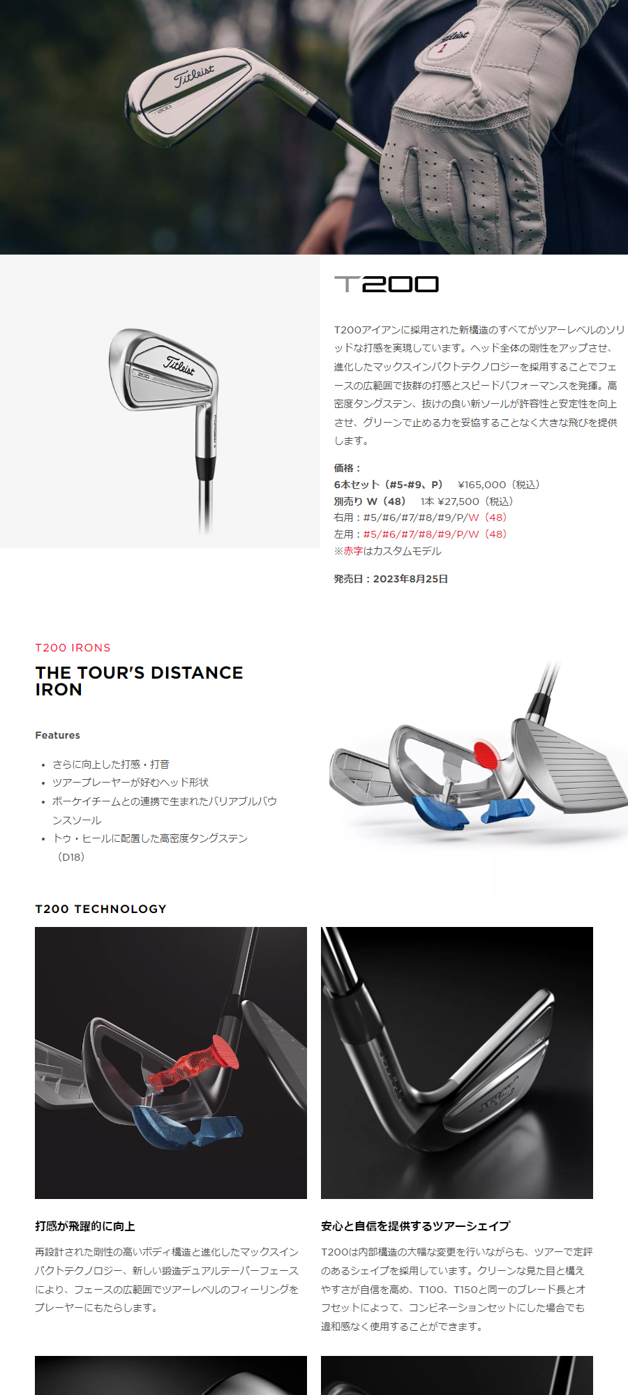 日本正規品 タイトリスト T200 アイアンセット 6本組 (#5-Pw) 2023年 