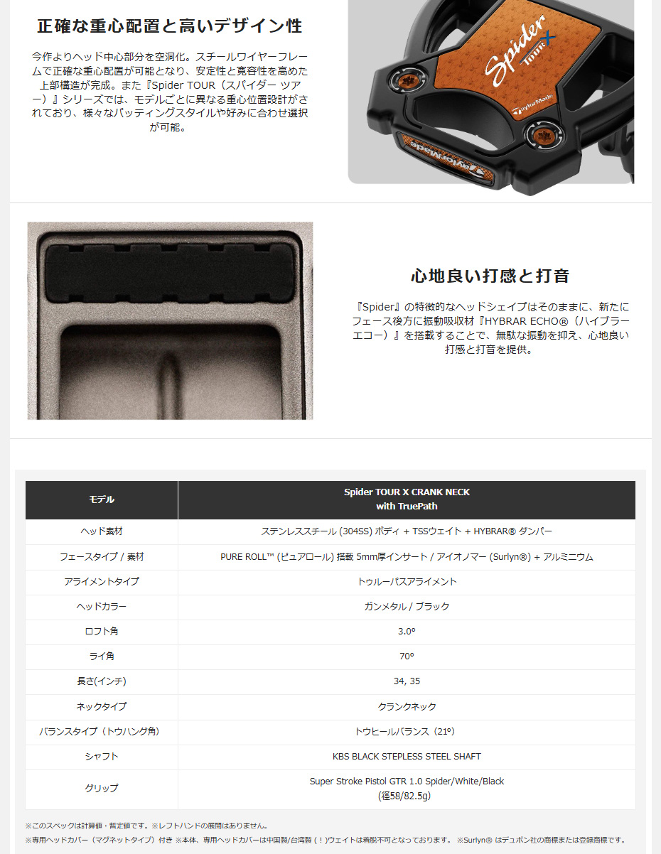 TaylorMade（テーラーメイド） 日本正規品 スパイダーツアーX パター