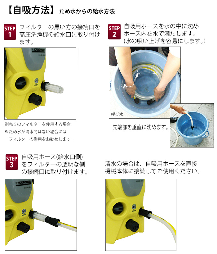 KARCHER(ケルヒャー) K2サイレント + 自吸/延長ホース・デッキ