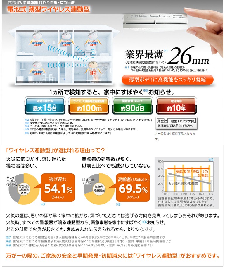 けむり当番 パナソニック 火災報知器 電池式 ワイヤレス連動 親器子器 