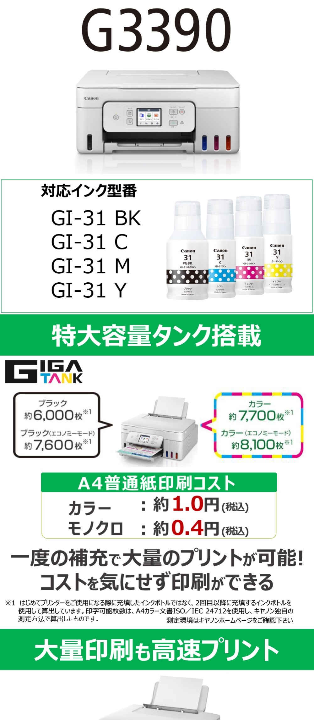 キヤノン CANON G3390WH ホワイト A4カラーインクジェット複合機