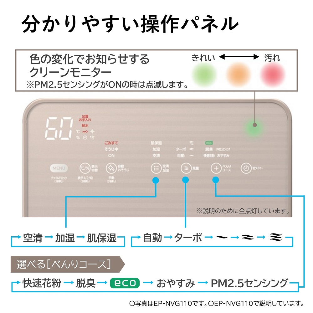 日立 EP-NVG90(W) パールホワイト 自動おそうじ クリエア 加湿空気清浄