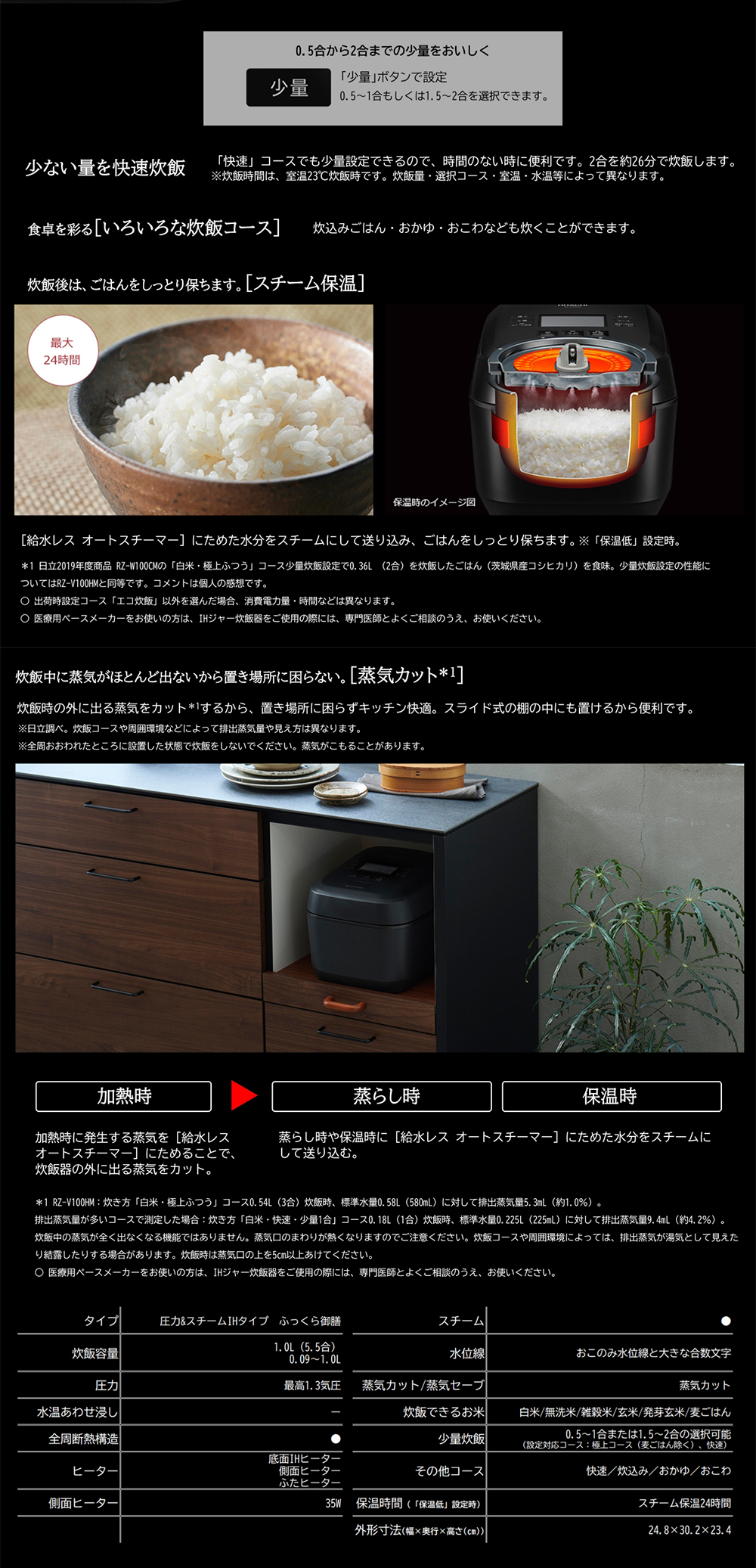 ★ジモティ割あり★ HITACHI IH炊飯器 RZ-V100GM ５合炊 23年製 動作確認／クリーニング済み TK6763【リユースのサカイつくば店】 本日みつけたお買い得品】日立の5.5合炊き圧力IH炊飯器が8千円引き
