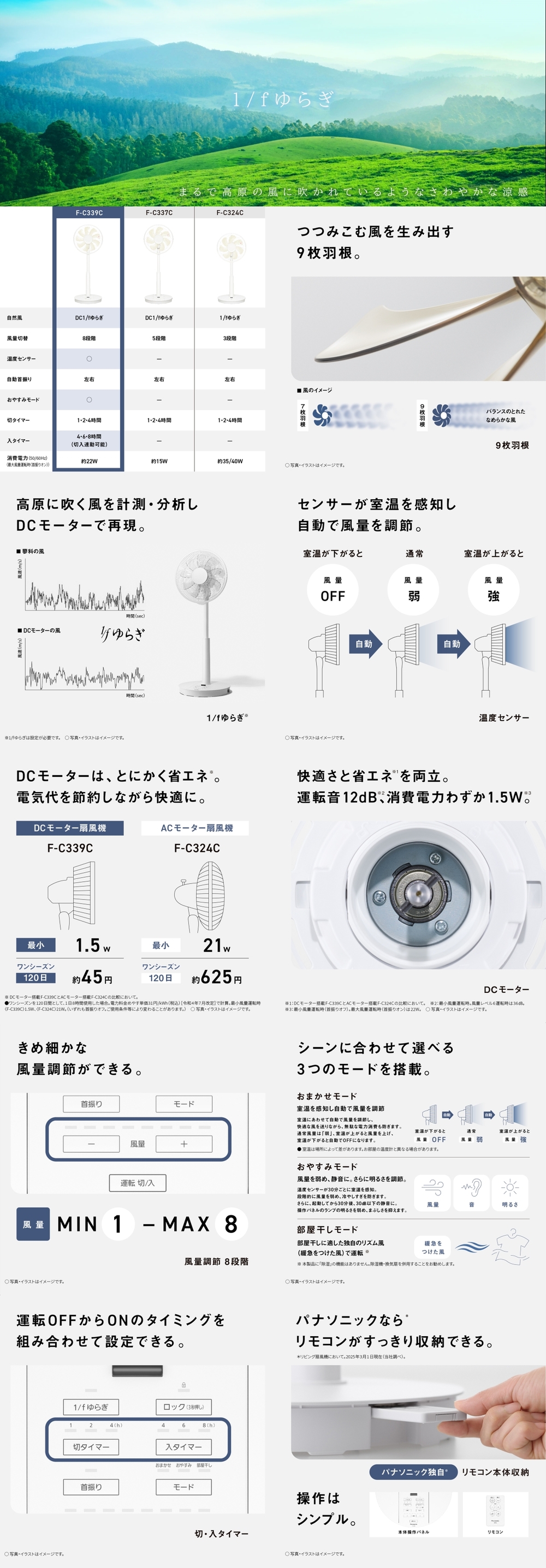 未開封品【Panasonic/パナソニック】リビング扇風機 F-C339C-W パナソニック(Panasonic) F-C339C-W(ホワイト) 30cm DCモーター