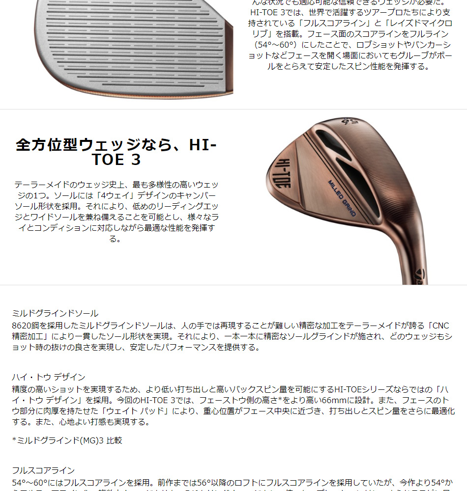 日本正規品 テーラーメイド ハイ・トウ スリー ウェッジ 2022年モデル
